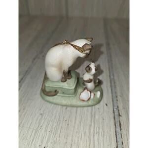 Vtg 1987 Roman Siamese Cat Kitten Christmas Morning Ornament Mom Baby Collectors